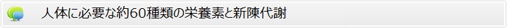 人体に必要な約６０種類の栄養素と新陳代謝